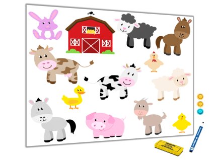 Metalová magnetická tabule - malovaná farma (Rozměr 60x90cm)