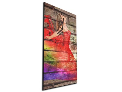 Nástěnné hodiny 30x60cm barevná abstrakce u zdi (Materiál plexi)