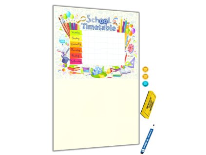 Metalová magnetická tabule - rozvrh hodin (Rozměr 90 x 60 cm)