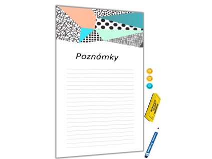 Metalová magnetická tabule - dekorační poznámky (Rozměr 90 x 60 cm)