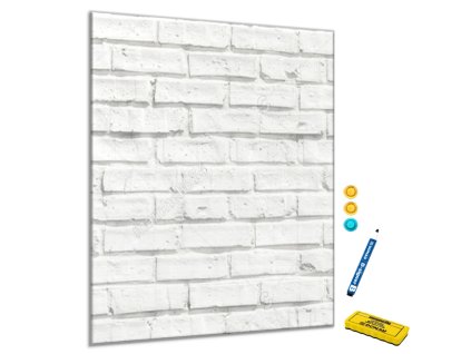 Metalová magnetická tabule - dekorační bílá cihla (Rozměr 90 x 60 cm)
