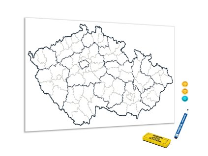 Metalová magnetická tabule - slepá mapa Česká republika (Rozměr 90 x 60 cm)