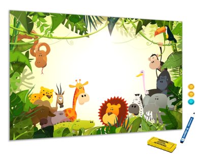 Metalová magnetická tabule - ZOO zvířata (Rozměr 90 x 60 cm)