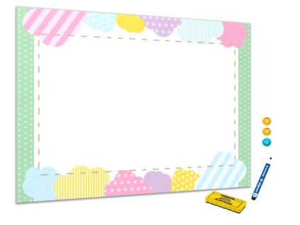 Metalová magnetická tabule - ilustrace patchwork (Rozměr 90 x 60 cm)