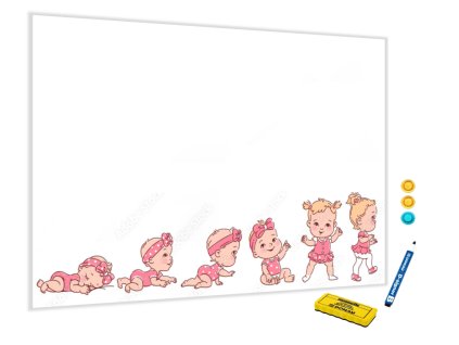 Metalová magnetická tabule - růst děvčete (Rozměr 90 x 60 cm)