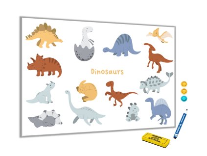 Metalová magnetická tabule - dinosaurus (Rozměr 90 x 60 cm)