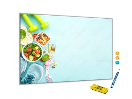 Metalová magnetická tabule - fitness food (Rozměr 90 x 60 cm)