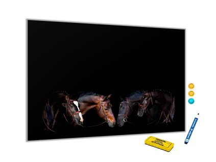 Metalová magnetická tabule - čtyři hlavy koně (Rozměr 90 x 60 cm)