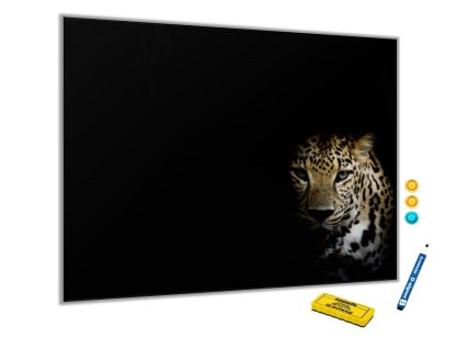 Metalová magnetická tabule - šelma leopard (Rozměr 90 x 60 cm)