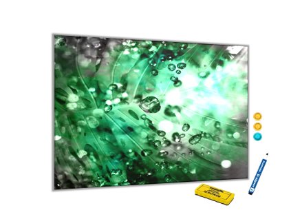 Metalová magnetická tabule abstraktní zelený list (Rozměr 90 x 60 cm)