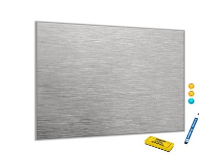 Metalová magnetická tabule lesklá ocelová struktura (Rozměr 90 x 60 cm)