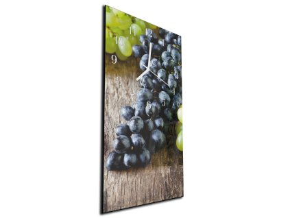 Nástěnné hodiny ovoce hroznové víno 30x60cm (Materiál kalené sklo)