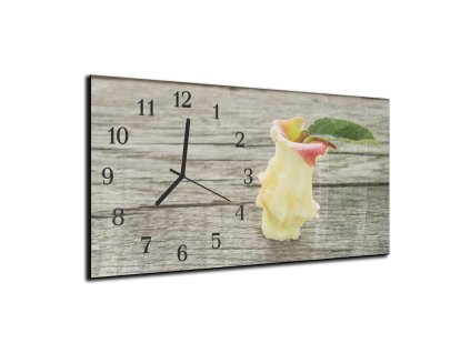 Nástěnné hodiny ovoce ohryzek jablka 30x60cm (Materiál kalené sklo)
