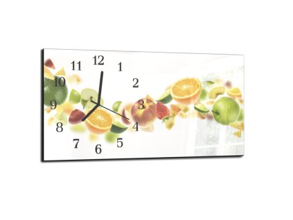 Nástěnné hodiny vlna ovoce (Materiál kalené sklo)