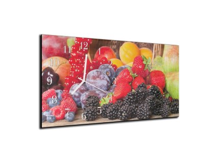 Nástěnné hodiny zahradní ovoce 30x60cm (Materiál kalené sklo)