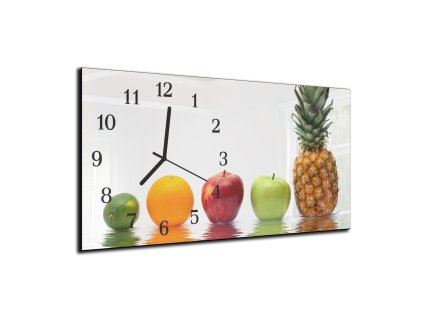 Nástěnné hodiny ovoce na hladině vody 30x60cm (Materiál kalené sklo)