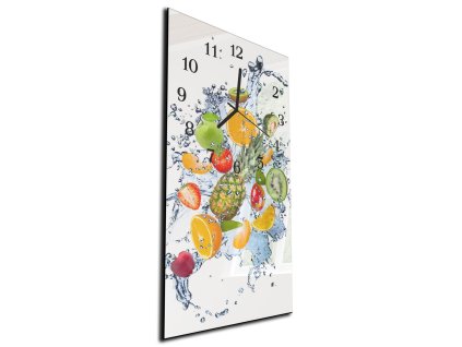 Nástěnné hodiny mix ovoce ve vodě 30x60cm (Materiál kalené sklo)