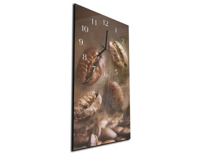Nástěnné hodiny 30x60cm pražené kávové zrna (Materiál kalené sklo)