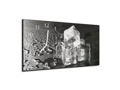 Nástěnné hodiny 30x60cm ledové kostky (Materiál kalené sklo)