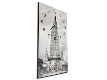 Nástěnné hodiny 30x60cm věž, kostel (Materiál kalené sklo)
