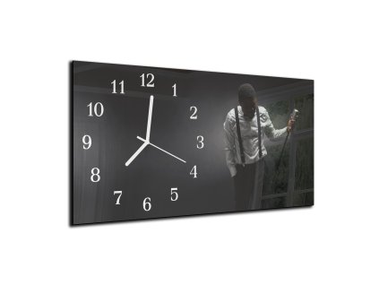 Nástěnné hodiny 30x60cm blues music (Materiál kalené sklo)