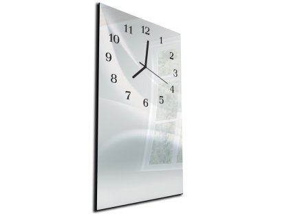 Nástěnné hodiny 30x60cm jemně šedý melír (Materiál kalené sklo)