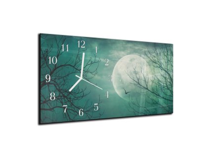 Nástěnné hodiny 30x60cm halloween dekor (Materiál kalené sklo)