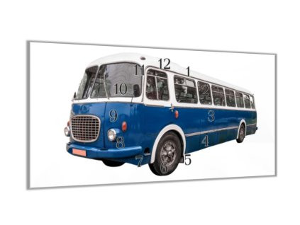 Nástěnné hodiny 30x60cm starý autobus veterán (Materiál kalené sklo)