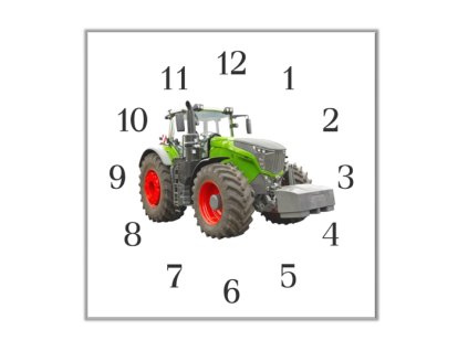 Nástěnné hodiny 30x30cm traktor Fendt (Materiál kalené sklo)