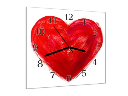 Nástěnné hodiny  30x30cm červené srdce láska