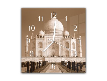 Nástěnné hodiny 30x30cm Taj Mahal, Indie (Materiál kalené sklo)