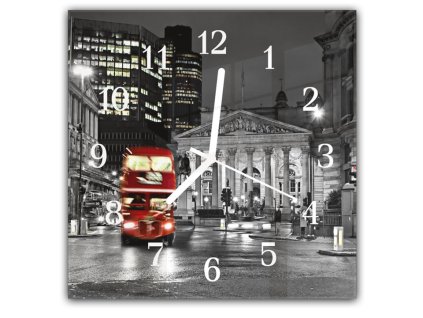 Nástěnné hodiny 30x30cm Royal Exchange ve městě Londýn Anglie (Materiál kalené sklo)