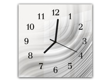 Nástěnné hodiny 30x30cm jemná abstraktní šedá vlna (Materiál kalené sklo)