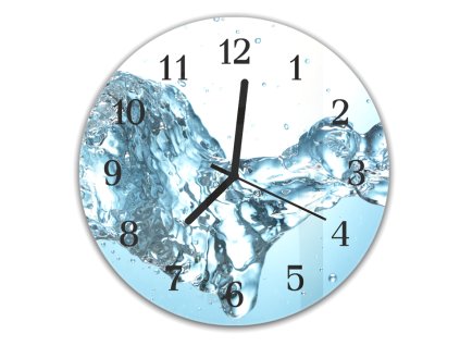 Nástěnné hodiny kulaté pr.30cm stříkající voda (Materiál plexi)