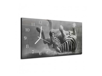 Nástěnné hodiny 30x60cm zebra (Materiál kalené sklo)