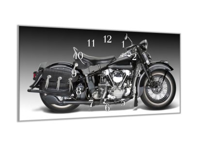 Nástěnné hodiny černý veterán 30x60cm (Materiál kalené sklo)