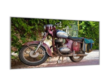 Nástěnné hodiny 30x60cm veterán Jawa (Materiál kalené sklo)