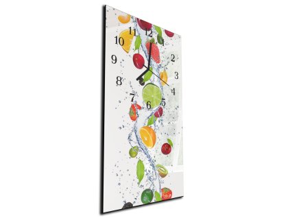Nástěnné hodiny čerstvé ovoce mix 30x60cm (Materiál kalené sklo)
