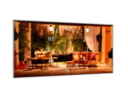 Nástěnné hodiny 30x60cm zátiší k odpočinku (Materiál kalené sklo)