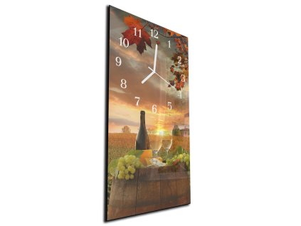 Nástěnné hodiny 30x60cm pohled na vinice v západu slunce (Materiál kalené sklo)