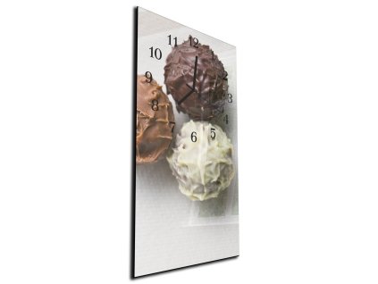 Nástěnné hodiny 30x60cm čokoládové koule (Materiál kalené sklo)