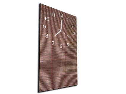 Nástěnné hodiny 30x60cm hnědý svázaný rákos (Materiál kalené sklo)