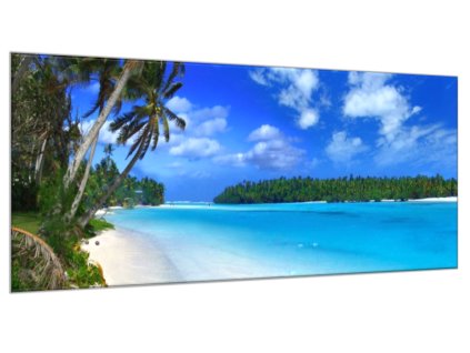 Obraz skleněný moře a palmy (Rozměry-obdélník 90 x 120 cm)