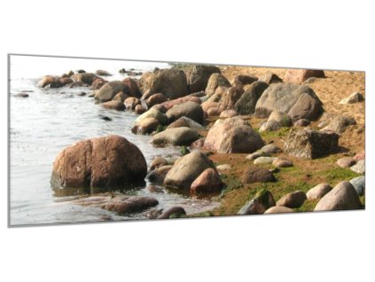 Obraz skleněný kameny u břehu vody (Rozměry-obdélník 90 x 120 cm)