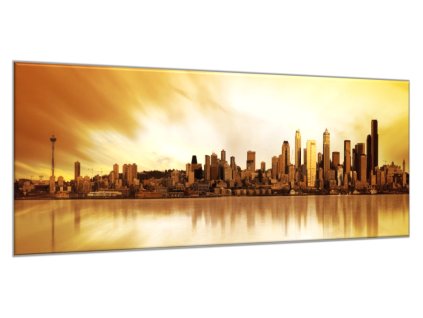 Obraz skleněný město v západu slunce (Rozměry-obdélník 90 x 120 cm)