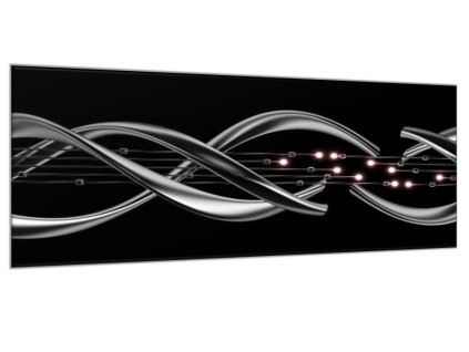 Obraz skleněný abstraktní černo šedá vlna (Rozměry-obdélník 90 x 120 cm)