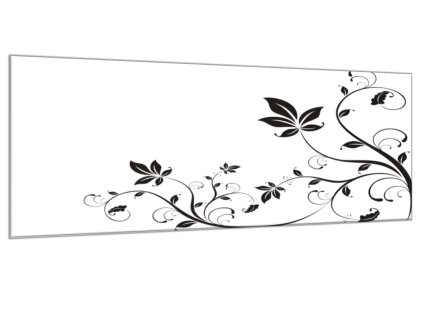 Obraz skleněný černobílý malovaný abstrakt (Rozměry-obdélník 90 x 120 cm)