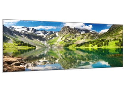 Obraz skleněný horské jezero (Rozměry-obdélník 90 x 120 cm)