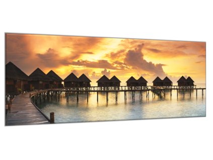 Obraz skleněný tropický západ slunce (Rozměry-obdélník 90 x 120 cm)