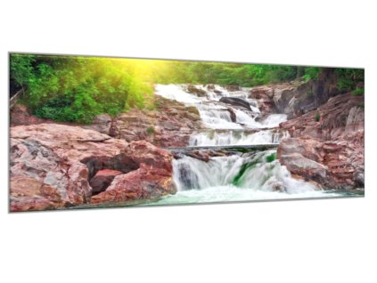 Obraz skleněný les a řeka (Rozměry-obdélník 90 x 120 cm)